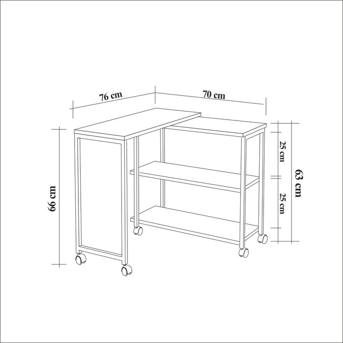 Hanah Home Mesa Auxiliar Industrial Tablero Melamina Pino Atlántico y Negro 70x63x76 cm
